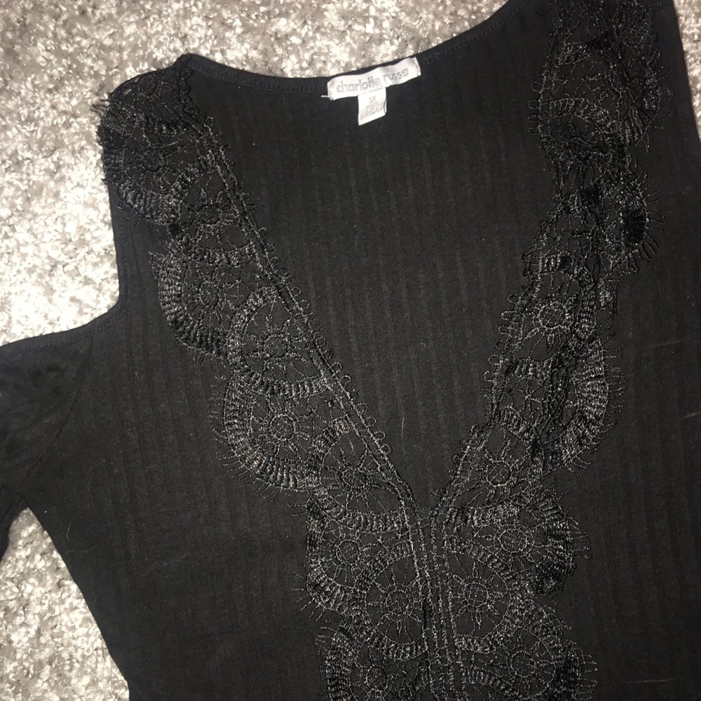 Black lace body suit